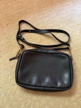 Madewell Black Leather Crossbody Messenger Bag